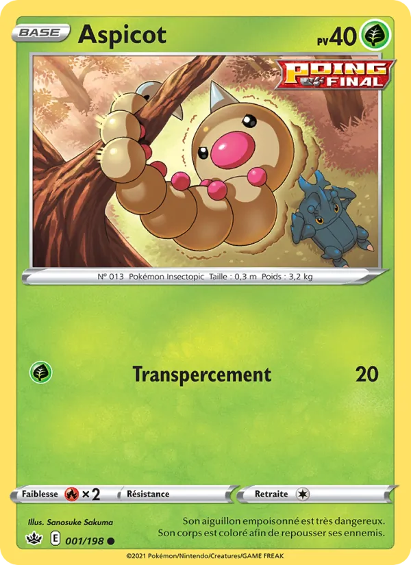 Aspicot 1/198 — EB06 – Règne de Glace — Carte Pokémon française