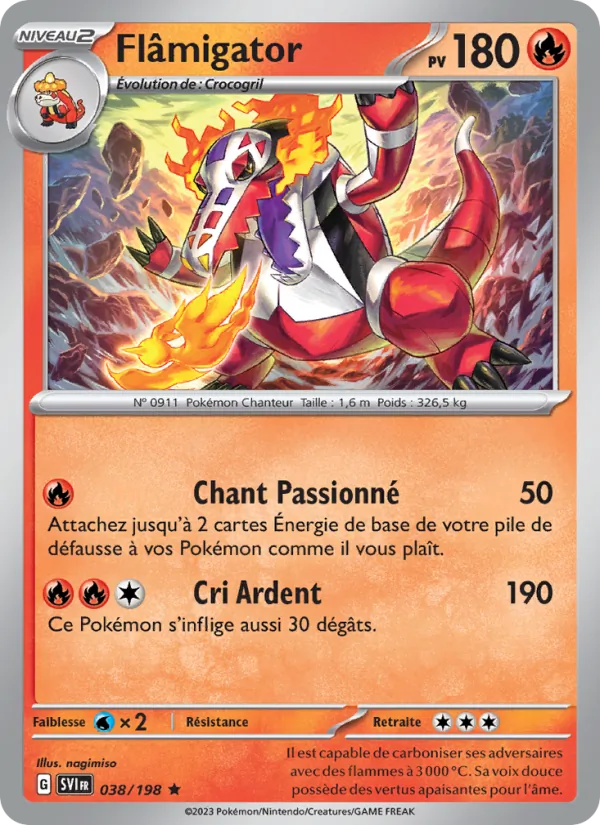 Flâmigator 38/198 — EV01 – Écarlate et Violet — Carte Pokémon française