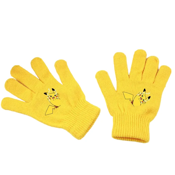 Gants d'hiver Pikachu en noir ou jaune