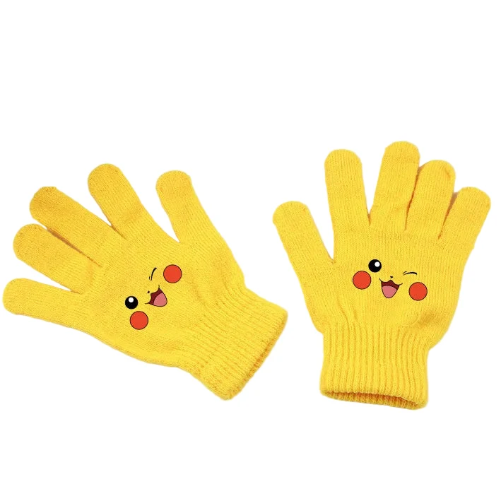 Gants d'hiver Pikachu en noir ou jaune