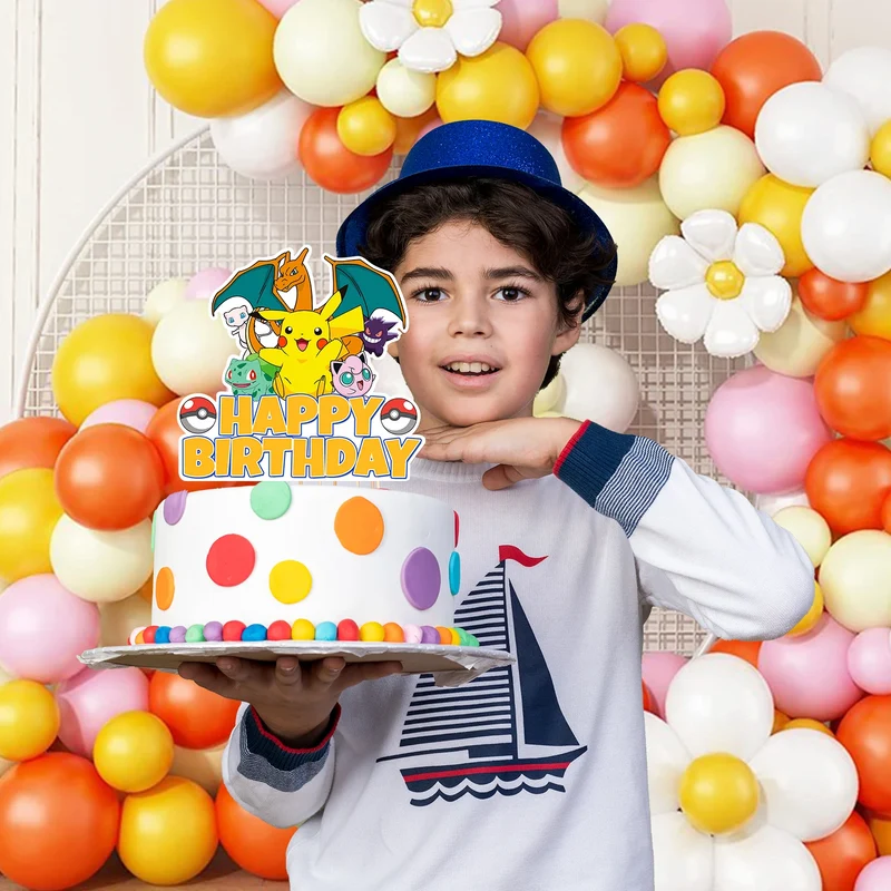 Ensemble de décoration de gâteau d'anniversaire Pokémon Pikachu avec 25 pièces Anniversaire Anniversaire d'enfant