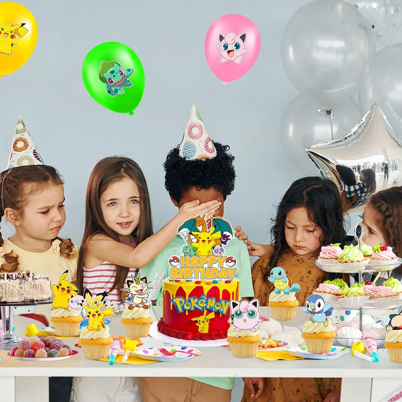 Ensemble de décoration de gâteau d'anniversaire Pokémon Pikachu avec 25 pièces Anniversaire Anniversaire d'enfant