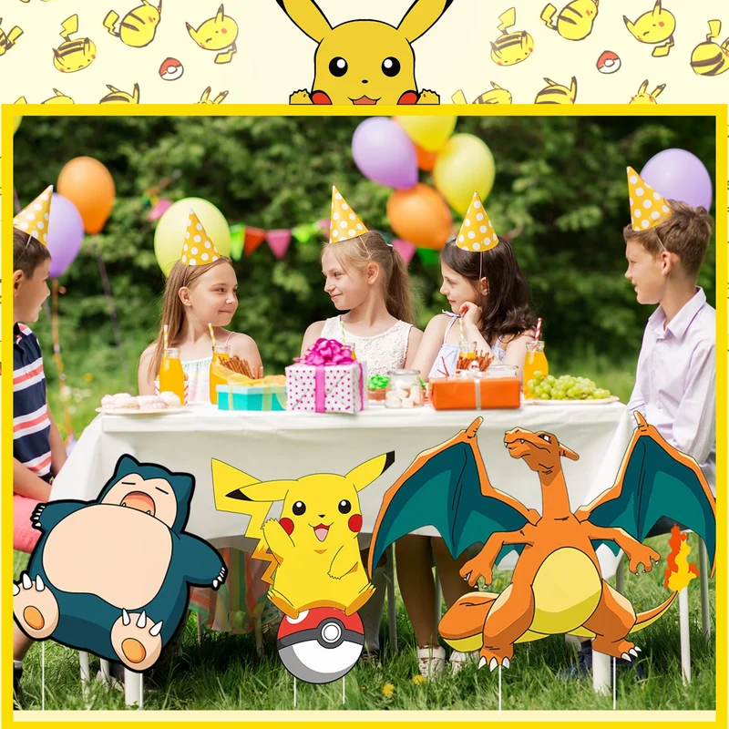 Lot de 8 panneaux décoratifs Pokémon pour anniversaires et célébrations, à l'intérieur comme à l'extérieur