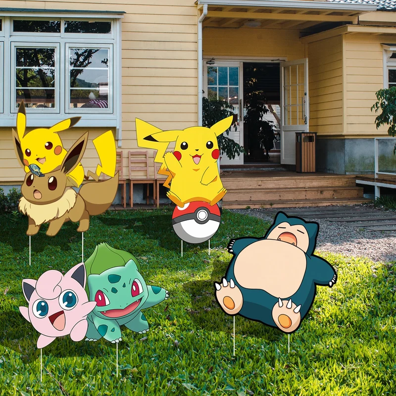 Lot de 8 panneaux décoratifs Pokémon pour anniversaires et célébrations, à l'intérieur comme à l'extérieur