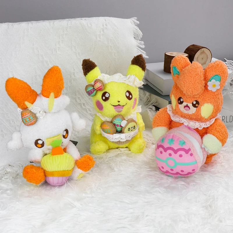 Peluche Pokémon au look de Pâques - Pikachu, Pawmi ou Hopplo
