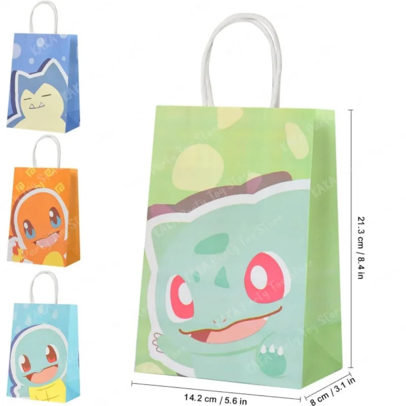 Sacs de fête Pokémon pour fêtes, anniversaires, etc. Motifs Carapuce, Salamèche, Bulbizarre et Ronflex