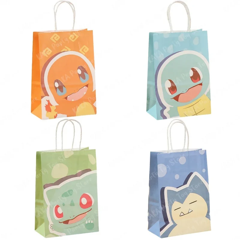 Sacs de fête Pokémon pour fêtes, anniversaires, etc. Motifs Carapuce, Salamèche, Bulbizarre et Ronflex