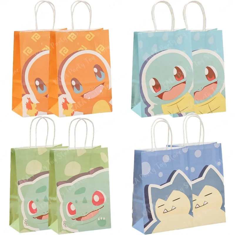 Sacs de fête Pokémon pour fêtes, anniversaires, etc. Motifs Carapuce, Salamèche, Bulbizarre et Ronflex