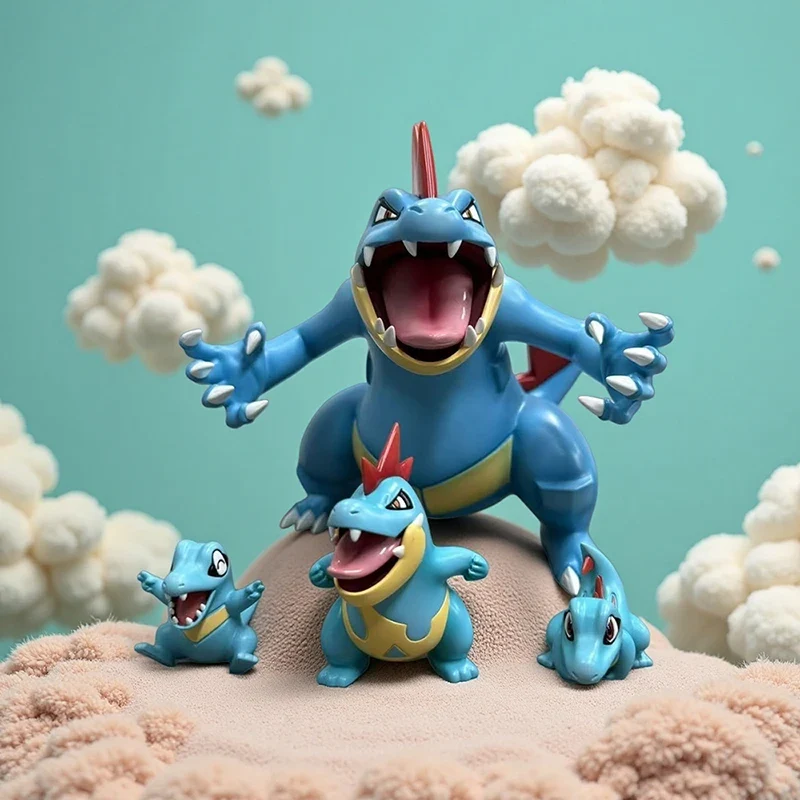 Ensemble de figurines Pokémon Impergator et Aligatar Feregamator, avec Karnimani Totodile, Tyracroc Croconaw et Impergator