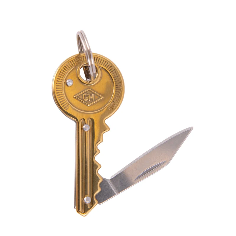 Couteau de poche en laiton forme clé - cadeau homme pratique