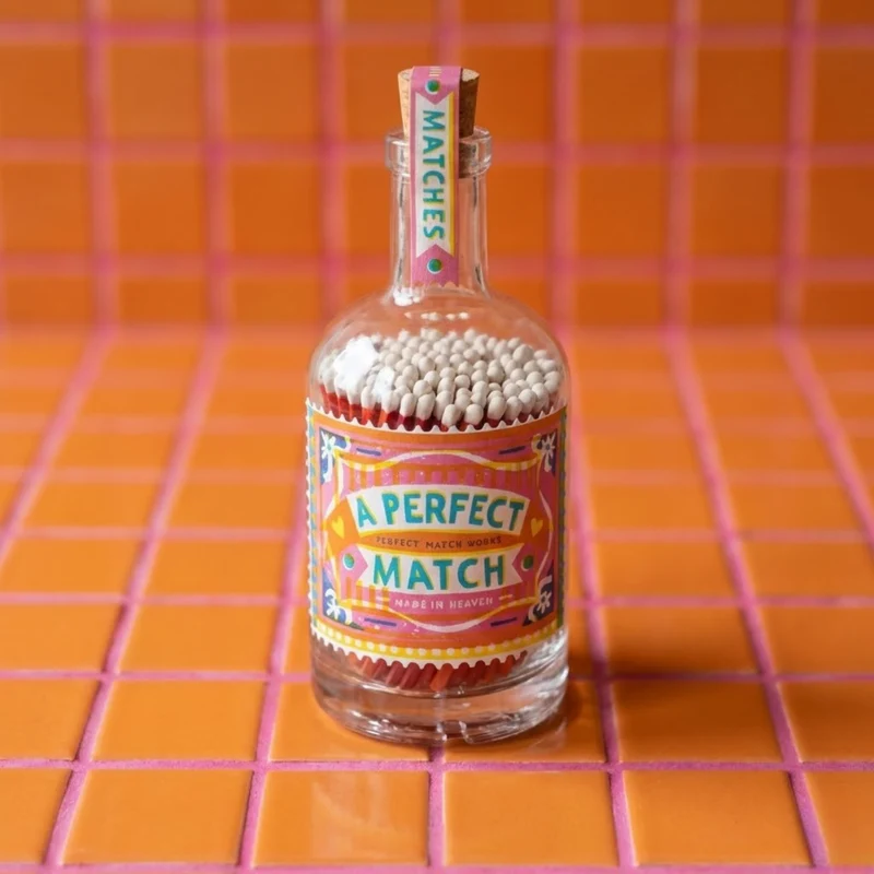 Bouteille d'allumettes déco « Perfect Match » colorée