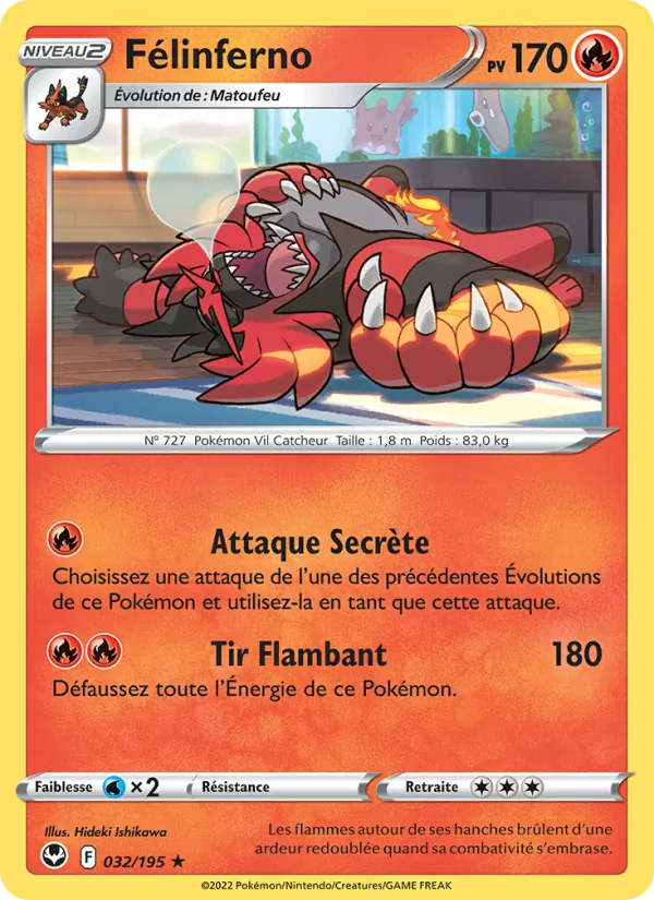 Félinferno 32/195 — EB12 – Tempête Argentée — Carte Pokémon française