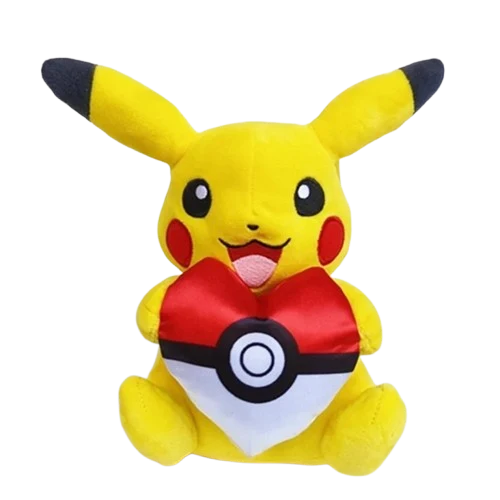 Peluche Pokémon Pikachu avec coeur en forme de Pokeball (environ 23 cm)