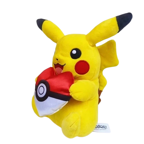 Peluche Pokémon Pikachu avec coeur en forme de Pokeball (environ 23 cm)