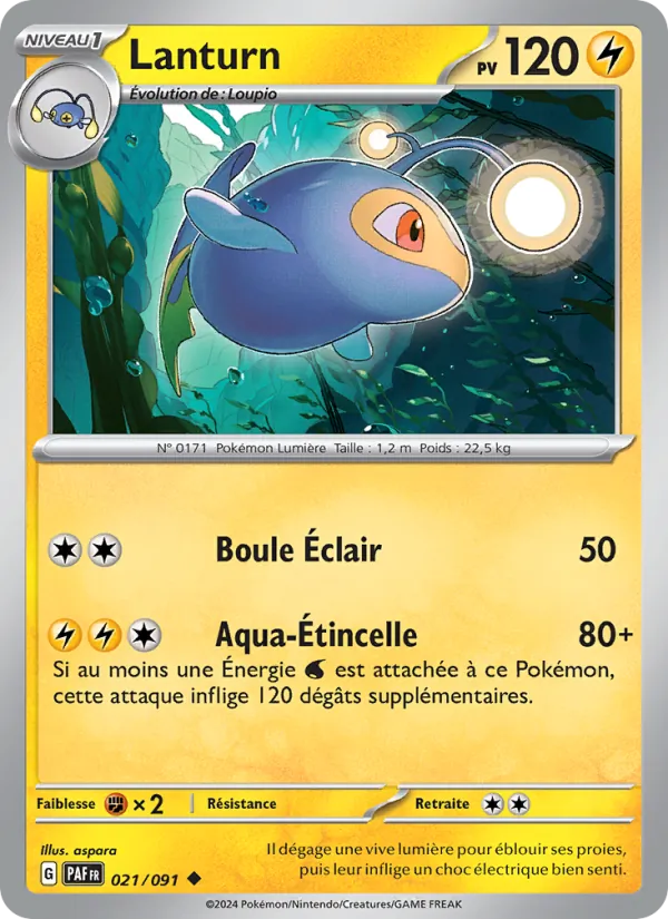 Lanturn 21/91 — EV04.5 – Destinées de Paldea — Carte Pokémon française