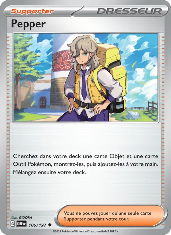 Pepper 186/197 — EV03 – Flammes Obsidiennes — Carte Pokémon française
