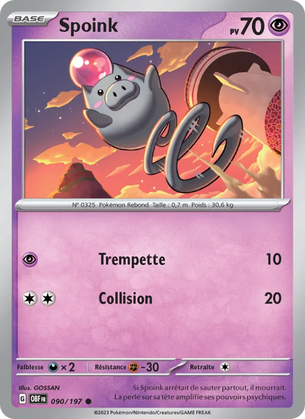 Spoink 90/197 — EV03 – Flammes Obsidiennes — Carte Pokémon française