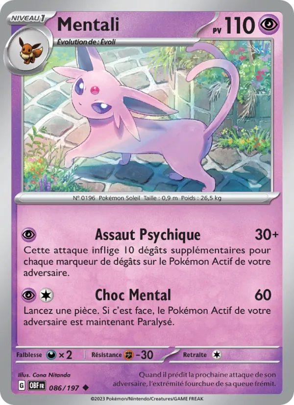 Mentali 86/197 — EV03 – Flammes Obsidiennes — Carte Pokémon française