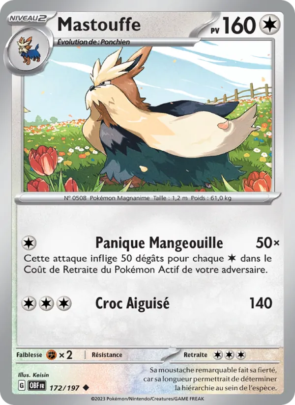 Mastouffe 172/197 — EV03 – Flammes Obsidiennes — Carte Pokémon française