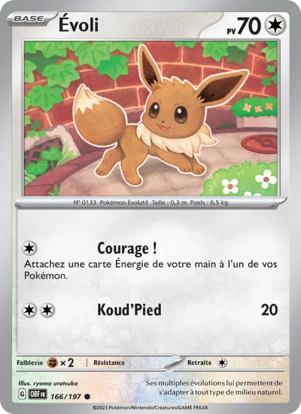 Évoli 166/197 — EV03 – Flammes Obsidiennes — Carte Pokémon française