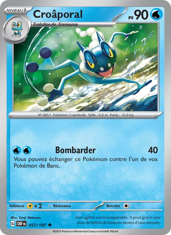 Croâporal 57/197 — EV03 – Flammes Obsidiennes — Carte Pokémon française