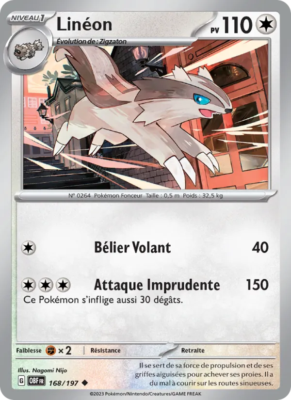 Linéon 168/197 — EV03 – Flammes Obsidiennes — Carte Pokémon française