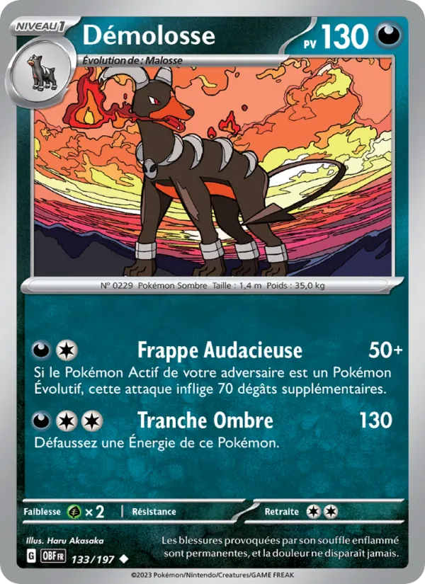 Démolosse 133/197 — EV03 – Flammes Obsidiennes — Carte Pokémon française