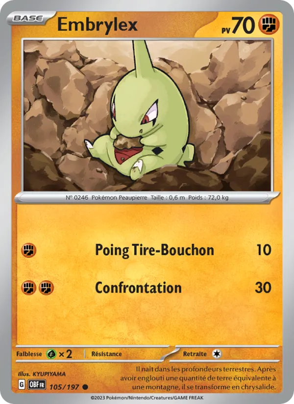 Embrylex 105/197 — EV03 – Flammes Obsidiennes — Carte Pokémon française