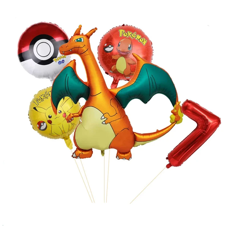 Ensemble de ballons d'anniversaire Charizard avec année et âge