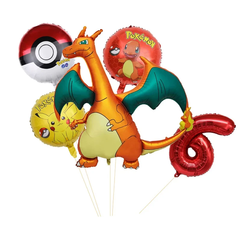 Ensemble de ballons d'anniversaire Charizard avec année et âge