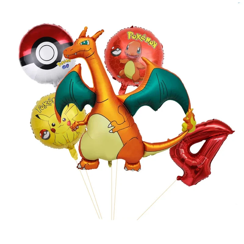 Ensemble de ballons d'anniversaire Charizard avec année et âge
