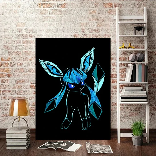 Décoration murale abstraite d'une affiche représentant les évolutions d'Évoli (Pokémon)