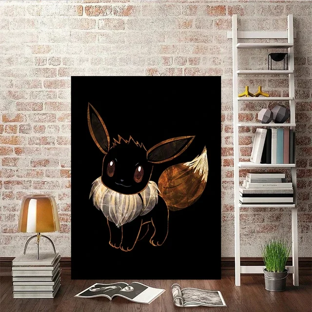 Décoration murale abstraite d'une affiche représentant les évolutions d'Évoli (Pokémon)