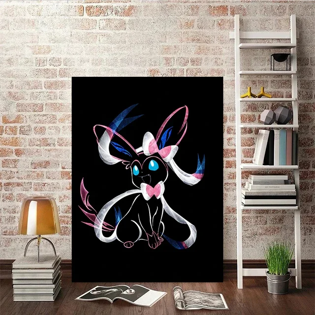 Décoration murale abstraite d'une affiche représentant les évolutions d'Évoli (Pokémon)
