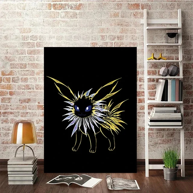 Décoration murale abstraite d'une affiche représentant les évolutions d'Évoli (Pokémon)