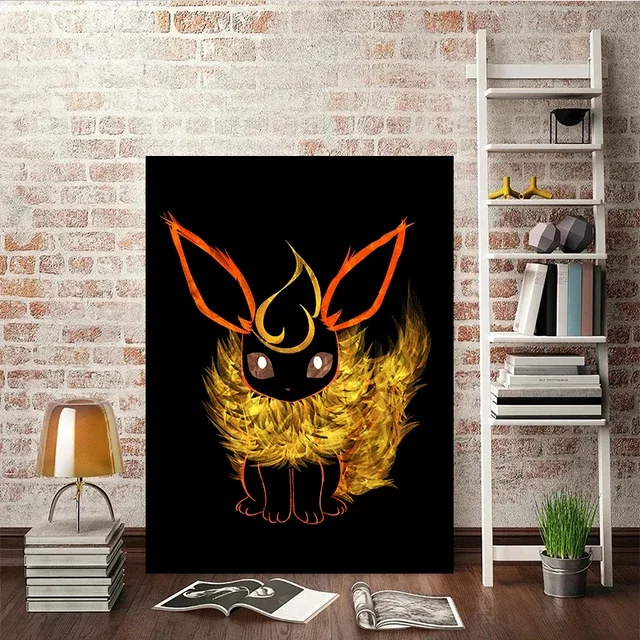Décoration murale abstraite d'une affiche représentant les évolutions d'Évoli (Pokémon)