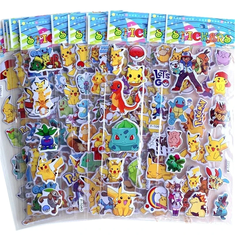 Autocollants 3D Pikachu Pokémon (12 feuilles)