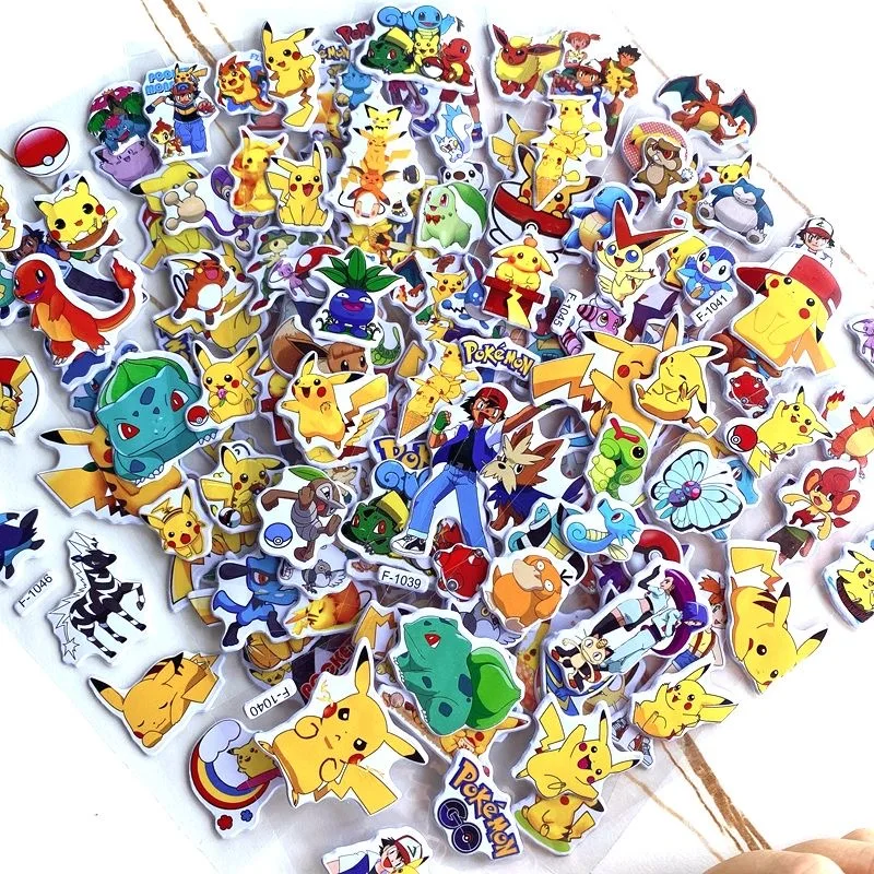 Autocollants 3D Pikachu Pokémon (12 feuilles)
