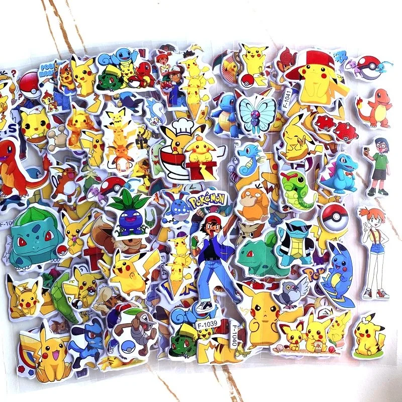 Autocollants 3D Pikachu Pokémon (12 feuilles)