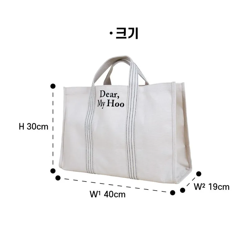 Made in Korea 定制間條刺繡字母大帆布袋