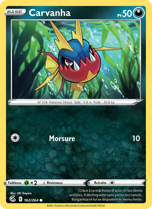 Carvanha 162/264 — EB08 - Poing de Fusion — Carte Pokémon française