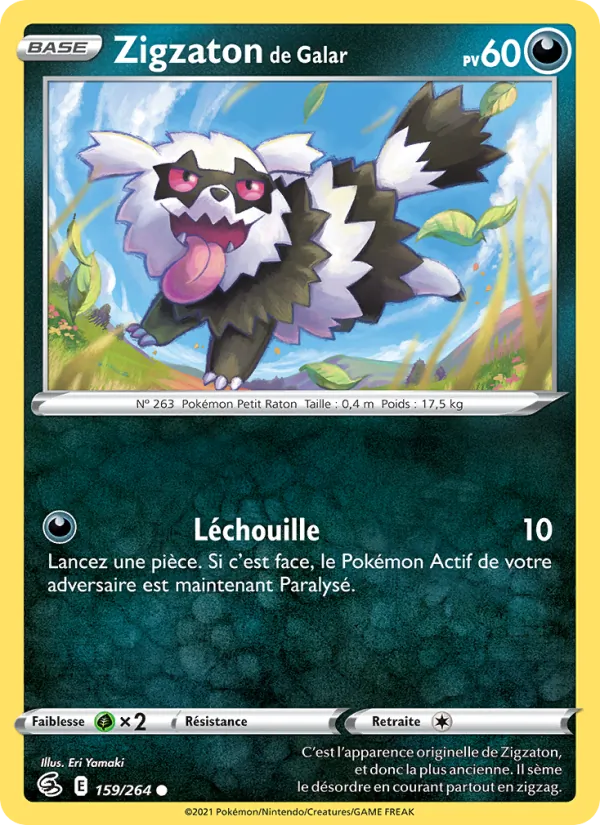 Zigzaton de Galar 159/264 — EB08 - Poing de Fusion — Carte Pokémon française