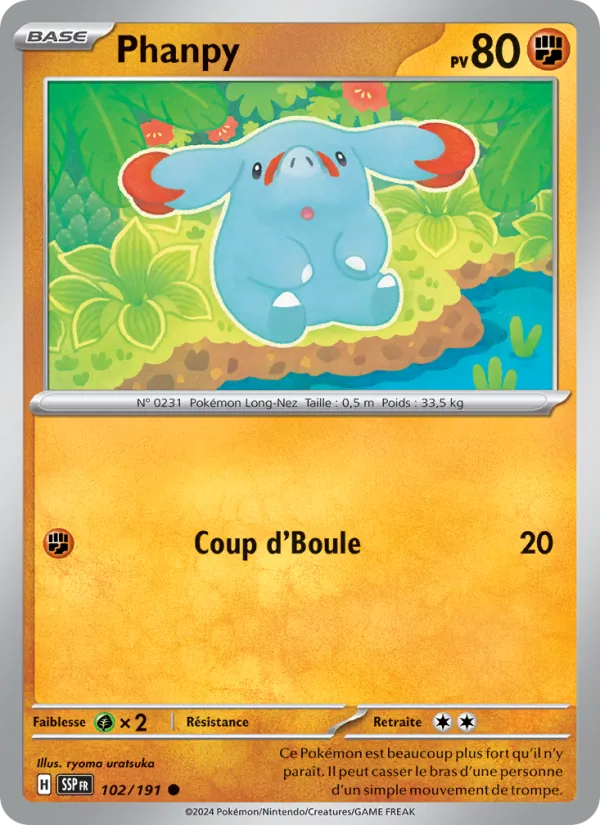 Phanpy 102/191 — EV08 – Étincelles Déferlantes — Carte Pokémon française