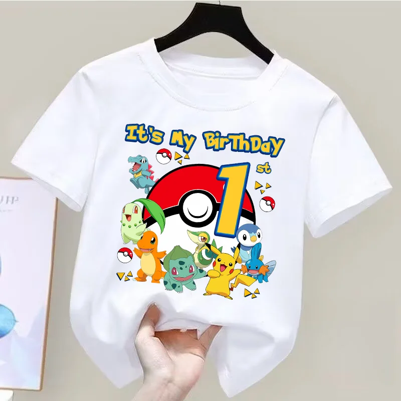 T-shirt d'anniversaire Pokémon pour enfants avec informations sur l'âge