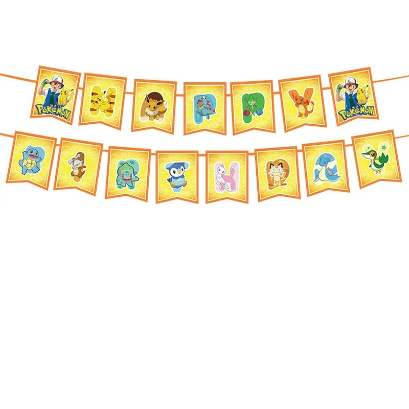 Décorations d'anniversaire pour enfants Pokémon - assiettes, tasses, bannières, etc.