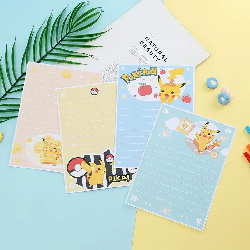 Lot de 10 cartes d'invitation Pokémon Pikachu, lettre avec enveloppe