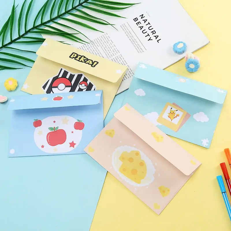 Lot de 10 cartes d'invitation Pokémon Pikachu, lettre avec enveloppe