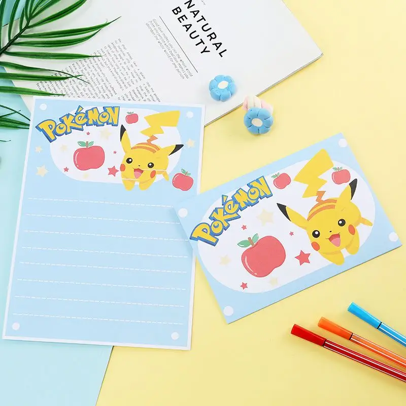 Lot de 10 cartes d'invitation Pokémon Pikachu, lettre avec enveloppe