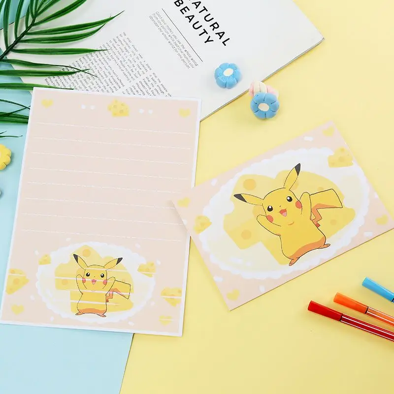 Lot de 10 cartes d'invitation Pokémon Pikachu, lettre avec enveloppe