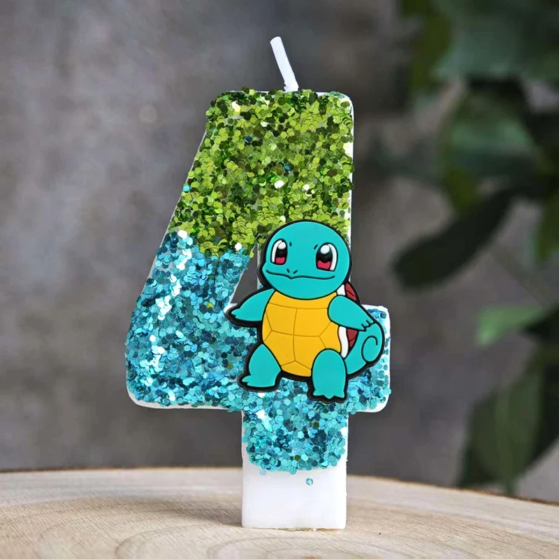 Bougies à paillettes Pokémon Pikachu pour les anniversaires avec année en différentes couleurs